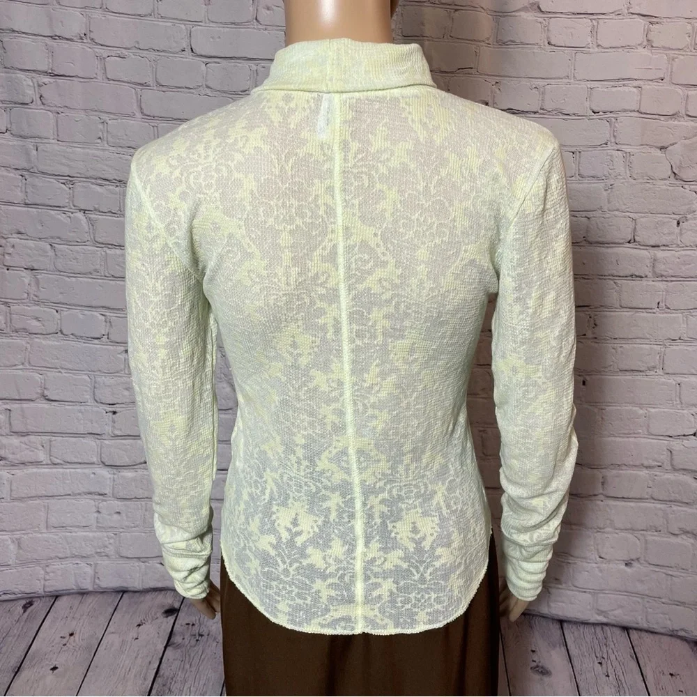 New Free People Light Green You and I Long Sleeve Turtleneck Top Size S